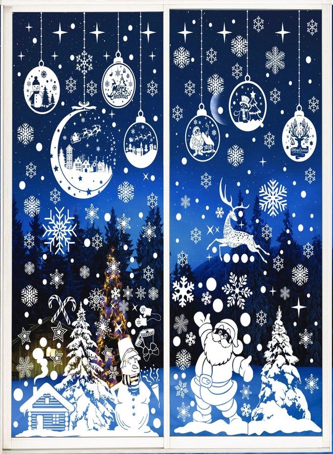 Plexaris Christmas Window Decorations - 260 Pcs Double-Sided Stickers, 9 Sheet Reusable White Vinyl PVC Snowflake Decals for Windows and Mirrors - Image 1